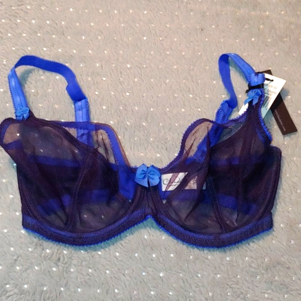 Claudette Gothic Grape Mesh Bra 32F UK